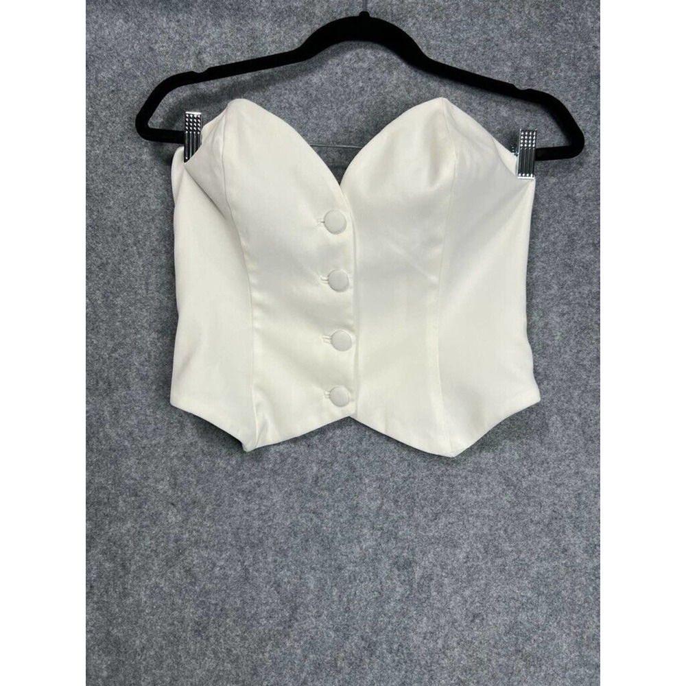 REVOLVE White Strapless Button-Front Top